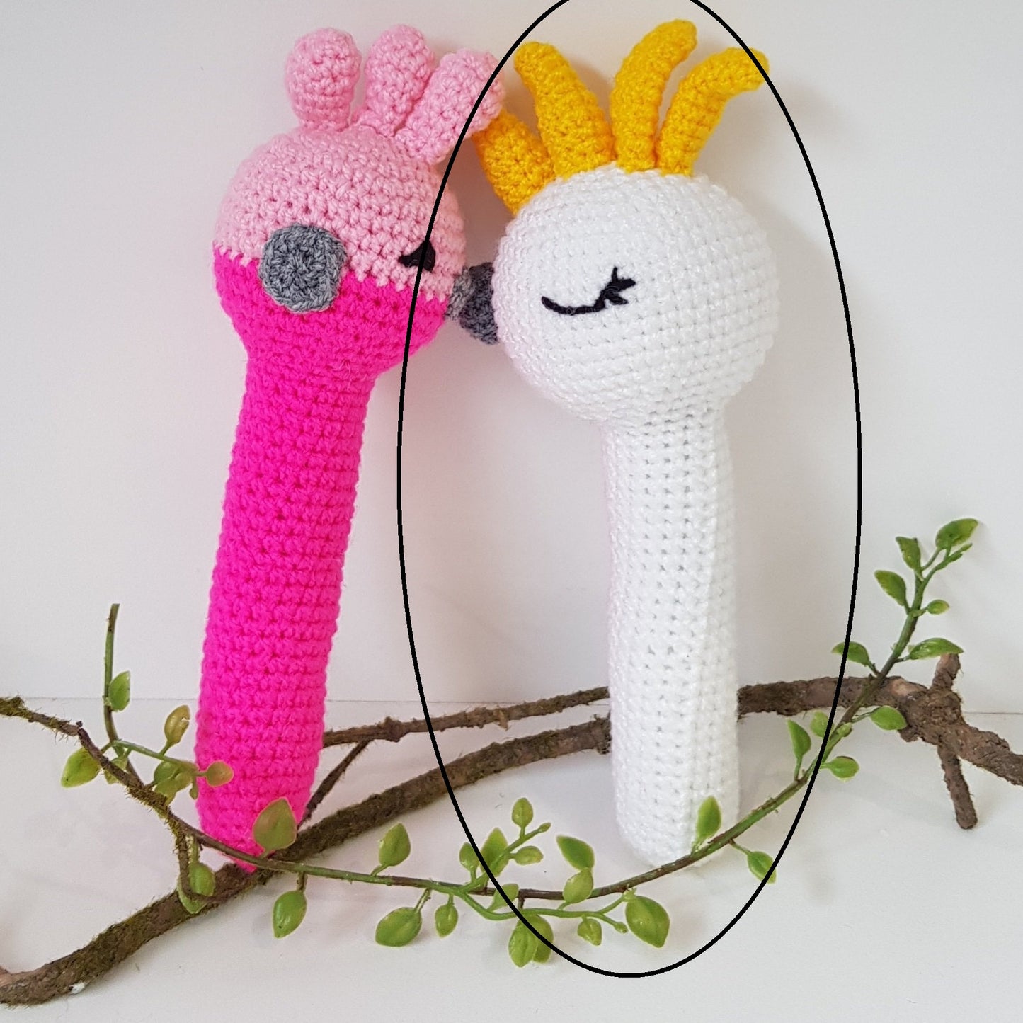 Rattles - Cockatoo and Pink Gala Strait Rattle