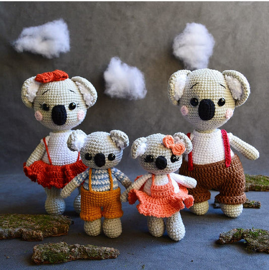 Cuddle doll - David Dad & Donna Mum , Daniel & Dora (Kids) Koala Family