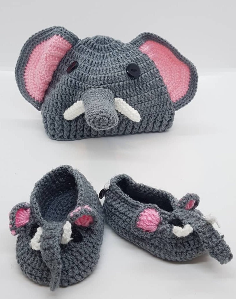 Booties and Beanie - Elephant
