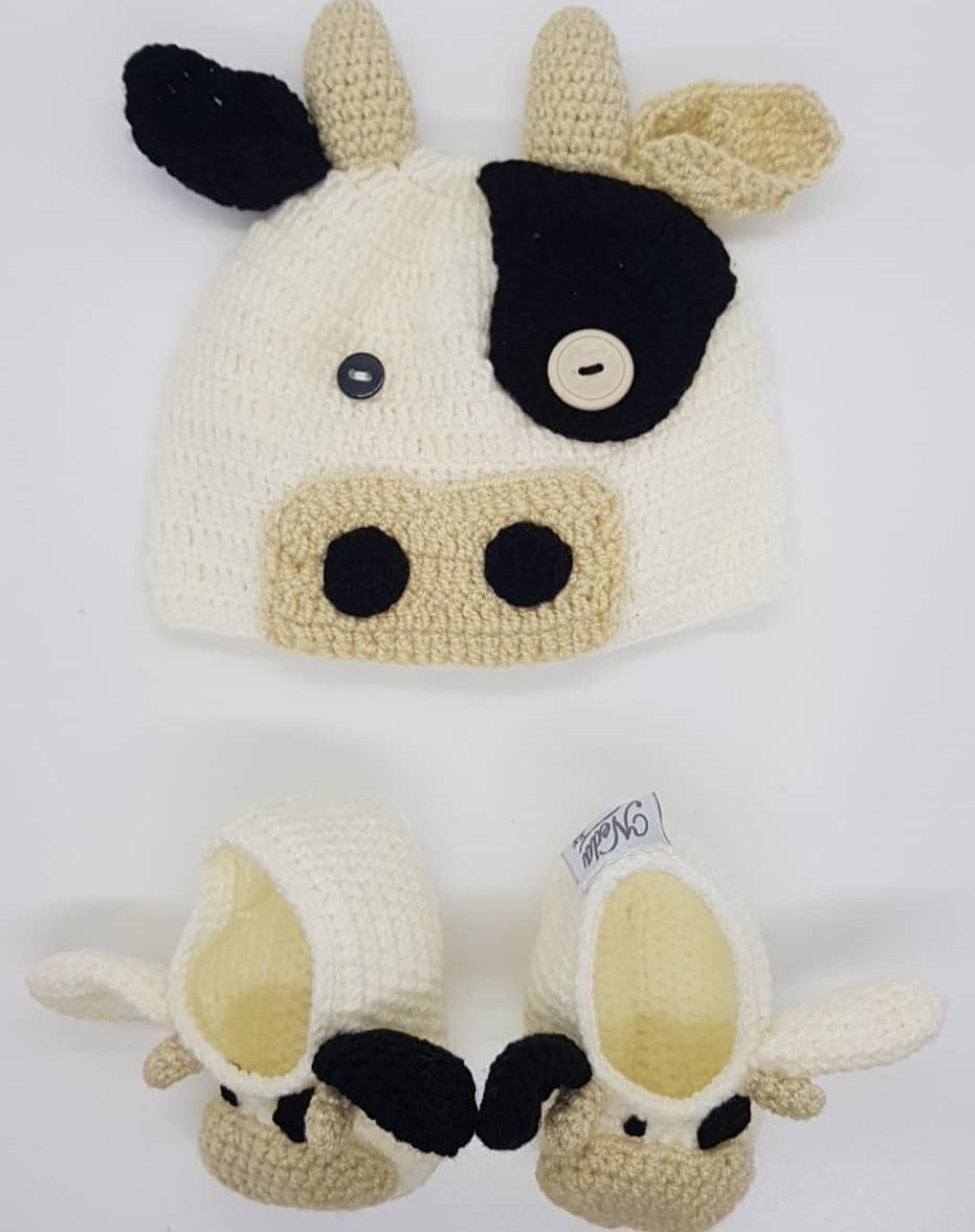 Booties and Beanie - Cow