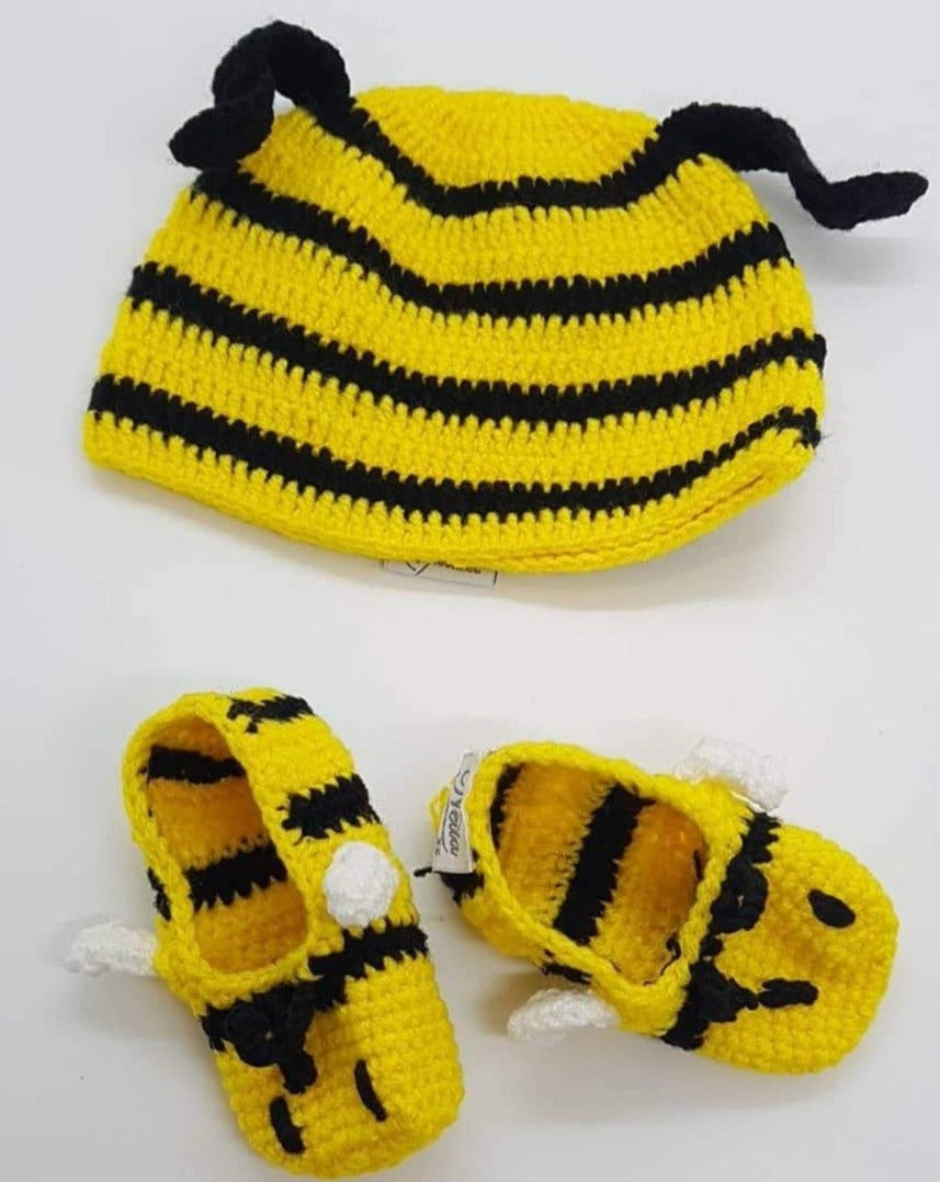 Booties and Beanie - Bee