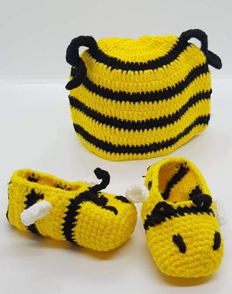 Booties and Beanie - Bee