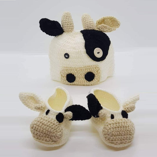 Booties and Beanie - Cow