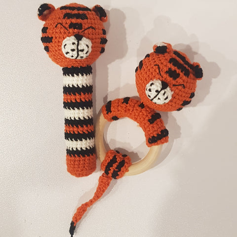 Baby Gift Set - Tiger Strait Rattle and Teething Rattle