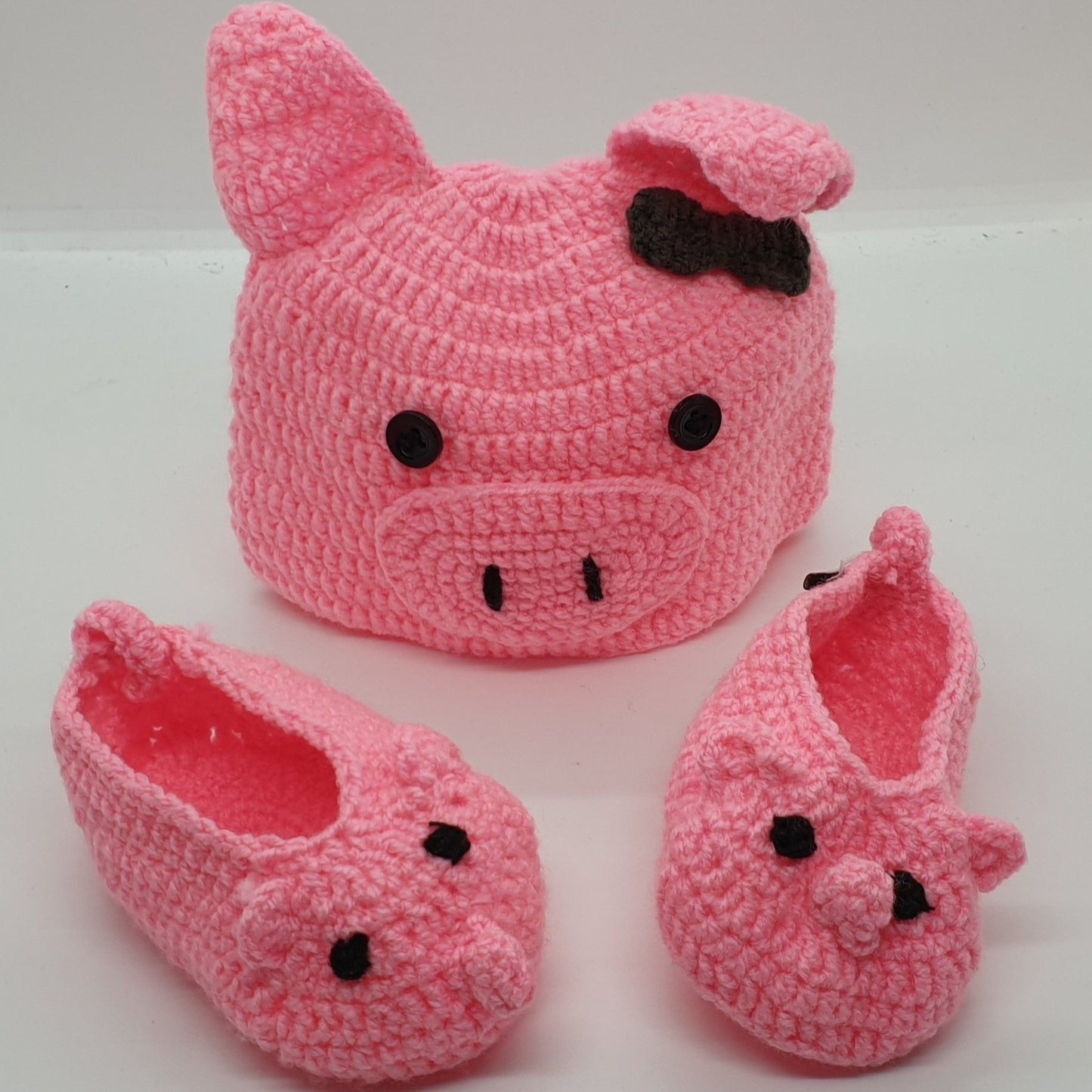 Booties and Beanie - Pig