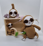 Baby Gift Set - Sloth Teething Rattle, Pram Toy, Cuddle Doll