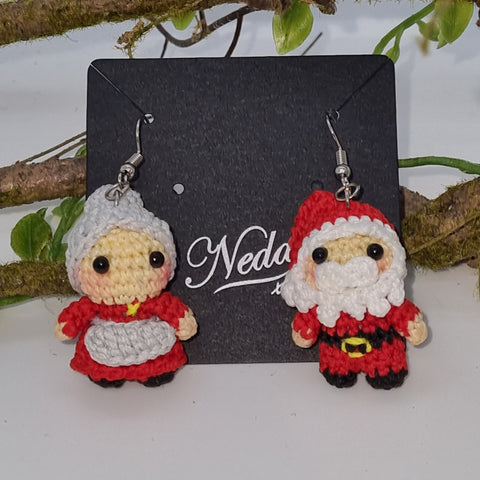 Card Creature Earrings - Santa and Mrs Claus
