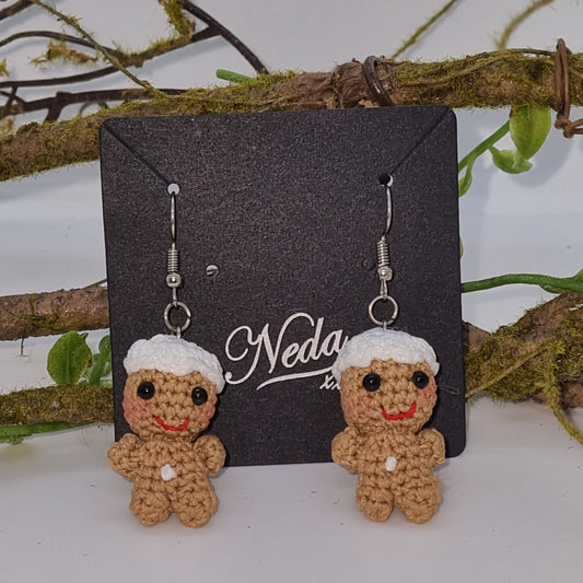 Card Creature Earrings - Gingerbread Man