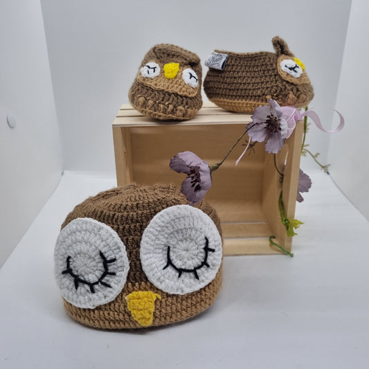 Booties and Beanie - Owl