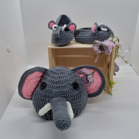 Booties and Beanie - Elephant