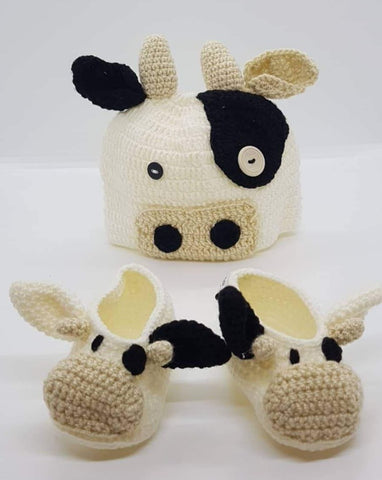 Booties and Beanie - Cow