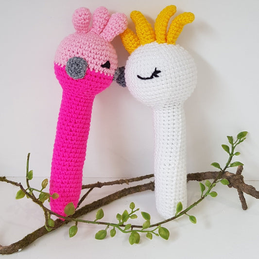 Rattles - Cockatoo and Pink Gala Strait Rattle