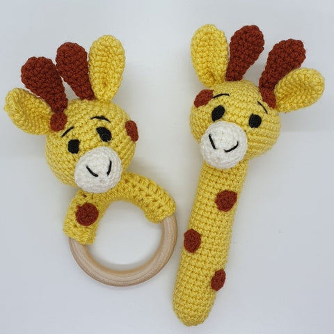 Baby Gift Set - Giraffe Strait Rattle and Teething Rattle