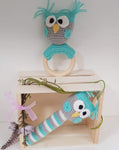 Baby Gift Set - Owl Strait Rattle and Teething Rattle