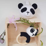 Baby Gift Set - Panda Teething Rattle and Pram/Cot Creature Head